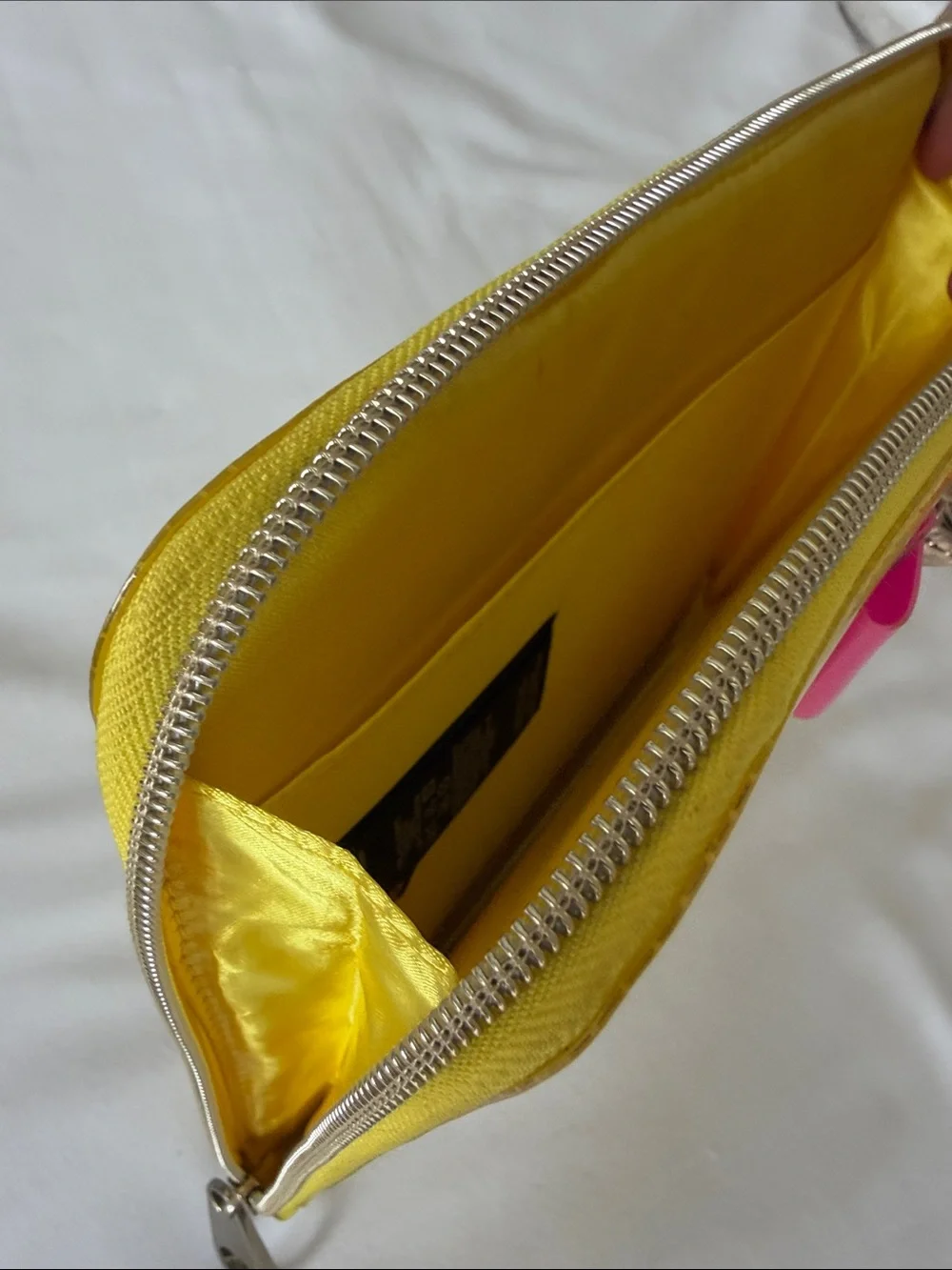 Ted Baker Yellow Patent Pouch with Pink Bow Detail - Picture 6 of 10